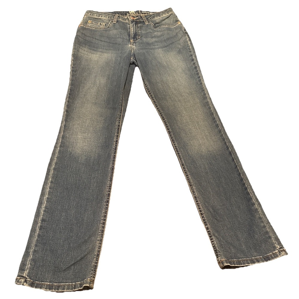 Lee Riders Women's‎ 4M Midrise Straight Jeans Blue Stretch Denim Medium Wash